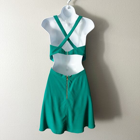 NBD X Naven Twins Teal Mini Cut Out‎ Open Back Dress Women's Size Small - Picture 5 of 15